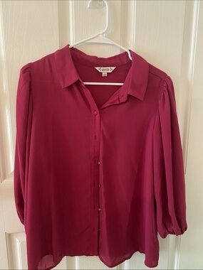 Nanette Lepore Magenta Button-Down Blouse